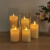 JHD0100180 набор из 5 стеклянных банок светодиодная восковая свеча имитация светодиодной свечи с движущимся фитилем беспламенная для романтического свадебного декора