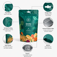 Sachets refermables personnalisés en PE avec fermeture éclair, impression par gravure, emballage alimentaire, pochettes verticales, logo, recyclables, pour chips et snacks