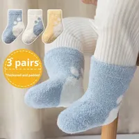 Herbst/Winter Crew Wadenlange Warme Flauschige Babysocken Weiche Plüsch Neugeborenen Thermosocken Rutschfest Antibakteriell Dick Gestrickt Kunstnerz