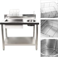 Table à paner pour cuisine commerciale 1m Station de préparation de friture avec paniers, Plateforme de travail pour paner les aliments