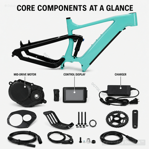 Cadre de vélo électrique M560 à transmission centrale, suspension intégrale en fibre de carbone, batterie lithium 48V, léger et robuste - Product Image 3