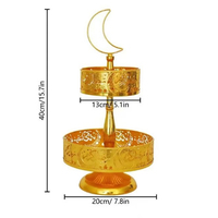 Wohndekor Ramadan Muslimische Feier 2-stöckiges Metall-Serviertablett Mittlere Größe OEM/ODM Marke für Tischdekoration Fabrikpreis Innenbereich