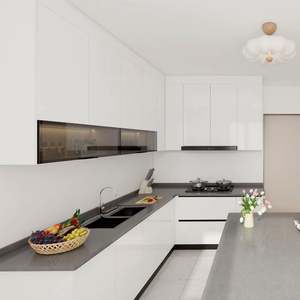 Meubles de cuisine modernes SANTOPOVA avec armoires de base, portes en mélamine sur contreplaqué, matériaux de construction en MDF laqué - Product Image 1