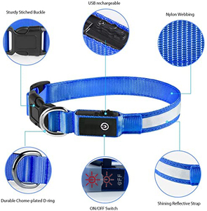 OEM Maßgefertigtes Luxus-Nylon-Kunststoff-Gurtband Solides Wasserdichtes USB-Aufladbares <span class=keywords><strong>LED</strong></span>-Hundehalsband für Nachtläufe Hundesicherheit - Product Image 3