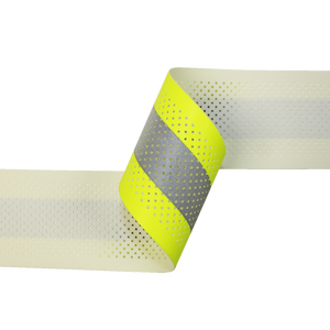 Ruban réfléchissant fluorescent <span class=keywords><strong>jaune</strong></span> argenté personnalisé, haute visibilité, respirant, perforé, ignifuge, pour vêtements de travail de sécurité FR - Product Image 2