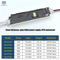 Controlador LED Ultrafino de 14 mm y 48 W, 12 V 4 A, IP44, Resistente al Agua, Fuente de Alimentación de Voltaje Constante para Espejo de Baño, con Certificación CE