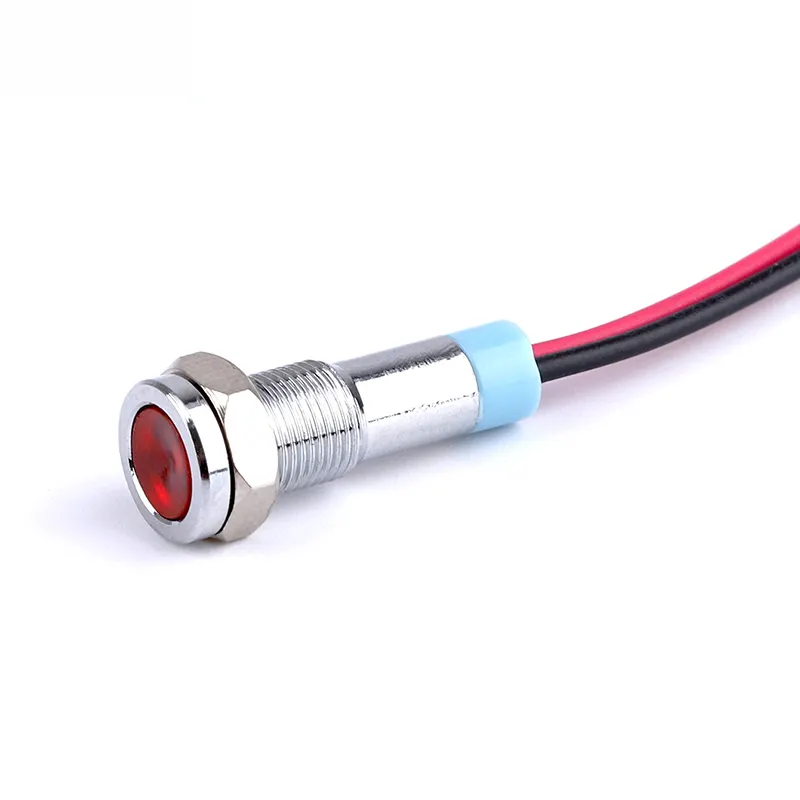 Mini Small 6mm Flat Panel Mounted 220V 150mm Wire RED Blue Color Signal Pilot Indicator lampe mit hohe helle LED