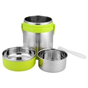 Stainless Steel Vacuum Insulated <b>Lunch</b> <b>Box</b> With Compartmentalized Design Large Capacity Cylinder Shape Plastic Lid - Product Image 1