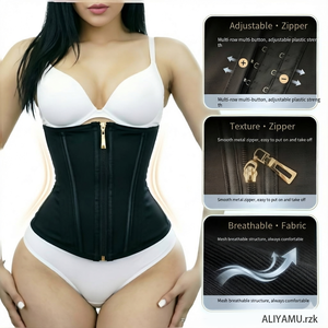 Faja Reductora de Cintura |   Cierre de cremallera y broche metálico |   Faja Reductora de Abdomen con Malla Transpirable y Varillas de Acero - Product Image 3
