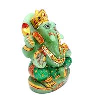 Statue de Ganesha en Aventurine Verte Naturelle Sculptée à la Main, Idole de Dieu Hindou en Pierre Précieuse, Sculpture pour la Décoration de la Maison ou du Temple, Cadeau