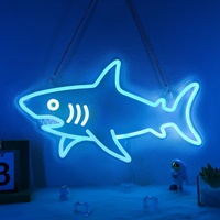 Enseignes néon personnalisées en forme de requin, lumière LED dimmable, étanche IP54, décoration murale animale avec alimentation USB, contrôle Bluetooth pour voiture et bâtiment
