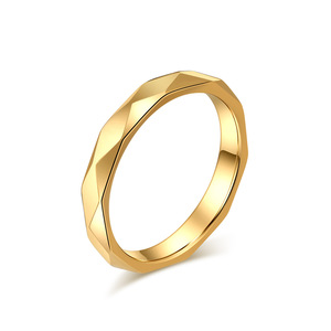 Unisex Geometric <b>Ring</b> 4Mm Gold Titanium Steel Fashion Jewelry Gift Accessory - Product Image 1