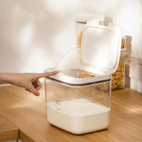 Grand récipient en plastique scellé avec couvercle pour le comptoir de cuisine ou le rangement dans les armoires, pour la farine, le riz et les céréales