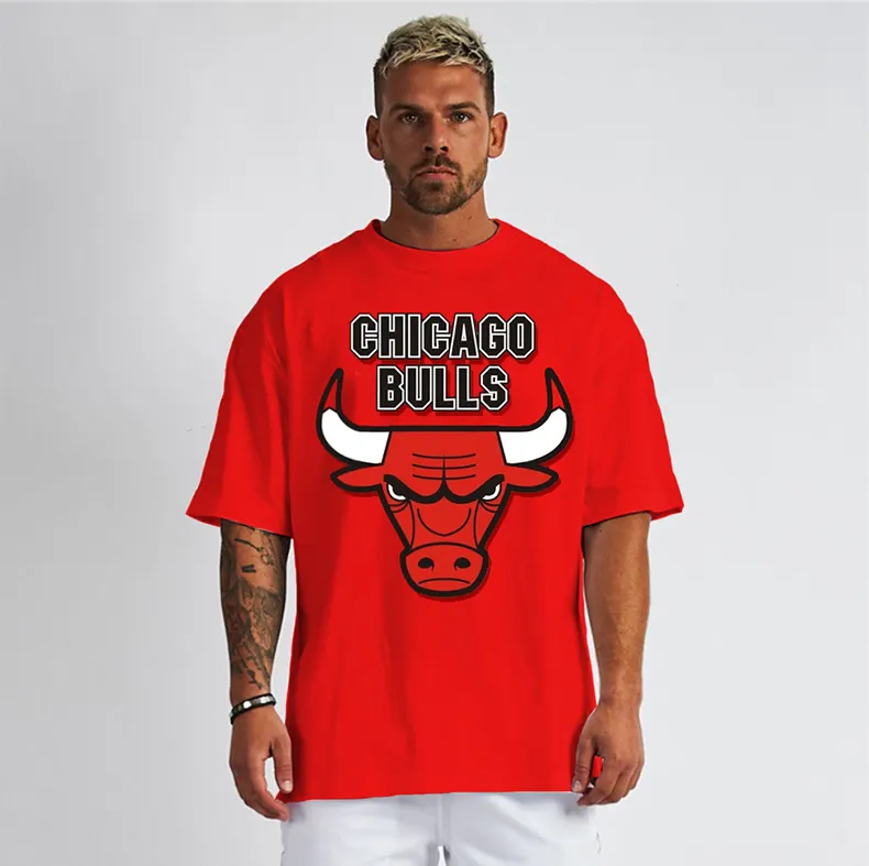 Camiseta con estampado de bulls para hombre, camiseta personalizada de talla grande, 100% algodón