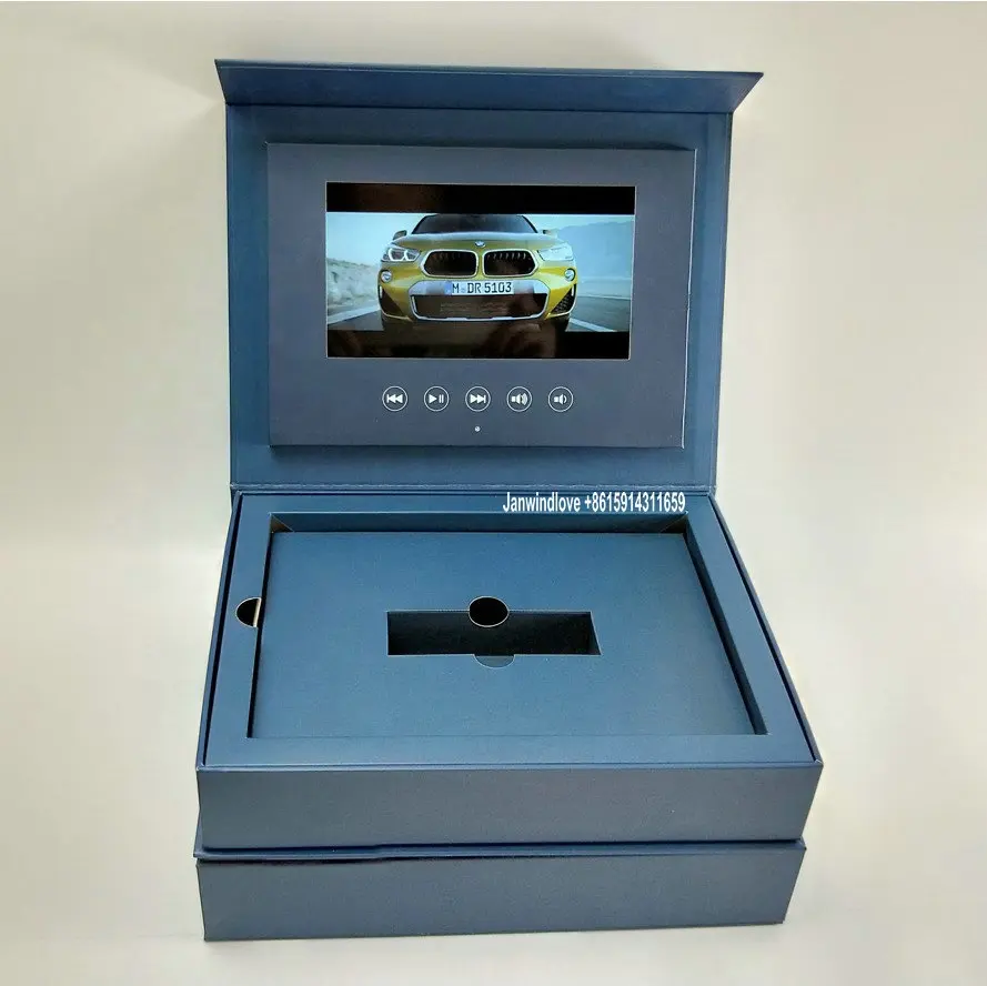 Custom paper luxury packaging gift box magnetic with Lcd screen Video box electronics led monitor promotional gift box set