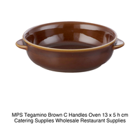 Plat à four individuel en porcelaine marron avec poignées 13 × 5 h cm Mps