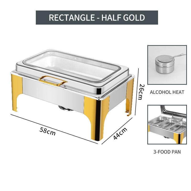 Demi plaqué or-rectangulaire-trois compartiments