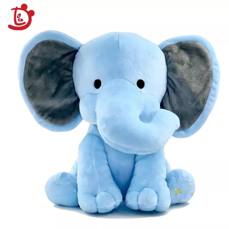 2021 Custom Lucu Super Lembut Biru Boneka Hewan Gajah Mainan Mewah Bantal Grosir Suka Diemong Oem Desain Logo Gajah Plush