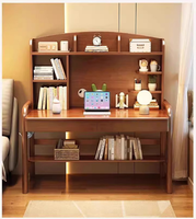 Ensemble de bureau d'ordinateur en bois simple et durable pour chambre à coucher, combinaison bibliothèque et chaise pour étudiants