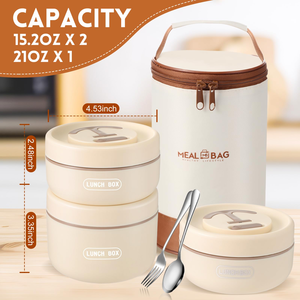 Boîte à lunch isotherme portable en acier inoxydable de 1800 ml, 3 couches empilables, sans BPA, pour l'école et le bureau - Product Image 2
