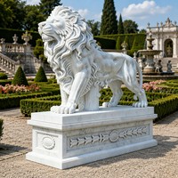 Premium Handgefertigter Marmor-Schutzlöwe mit Aufwendigen Mähnendetails - Vollständig Anpassbar