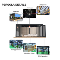 Pergola bioclimatique motorisée en alliage d'aluminium avec toit à lames orientables thermolaqué, imperméable, écologique, pour balcon et gazebo, personnalisable