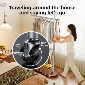 מתלה מעילים דו-שכבתי יוקרתי קל משקל לחדר שינה, מתלה בגדים ביתי פשוט, מתלה רצפתי נייד ממתכת לאחסון - Product Image 6