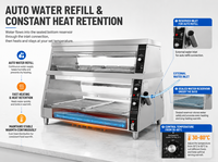 Vitrine chauffante à 2 niveaux pour aliments, avec humidification et alimentation en eau automatique, modèle identique à l'équipement de restauration rapide KFC