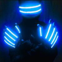 Gants lumineux LED DAMAI, gants lumineux pour rave, mitaines lumineuses clignotantes, tissu lumineux noir, fête, Halloween