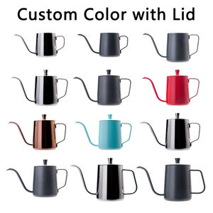 カスタムカラー 250/350/600ml ロングナロースパウト グースネックケトル 304ステンレス鋼製 ポアオーバー ドリップコーヒーポット 家庭用/オフィス用 - Product Image 3