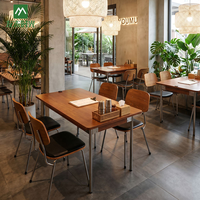 Nouvelle arrivée, table et chaises de café en bois et métal, style moderne minimaliste, écologique, robuste et durable, pour restaurants commerciaux, cafés