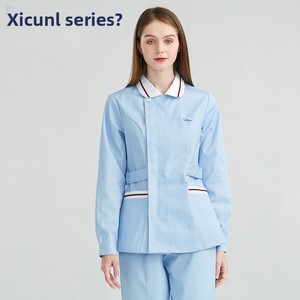 Divisa da Infermiera da Donna, Completo Due Pezzi a Maniche Lunghe, Estivo, per Lavoro, Odontoiatria, Medicina, Salone di Bellezza, Reparto Ostetrico, in Poliestere/Cotone Tessuto - Product Image 2