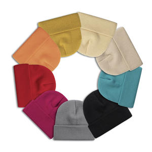 Bonnet d'hiver en acrylique tricoté à revers uni de couleur unie de haute qualité, personnalisable avec logo, unisexe, en gros - Product Image 4