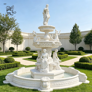 Fontaine à trois niveaux en marbre blanc classique européen sculptée à la main BLVE, sculpture figurative pour villa, complexe hôtelier, parc extérieur - Product Image 1