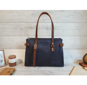 Handmade Leather Shoulder <b>Bag</b> for Women Large <b>Tote</b> <b>Teacher</b> Laptop <b>Bag</b> with Zipper Personalized Handbag Gift for Her - Product Image 1