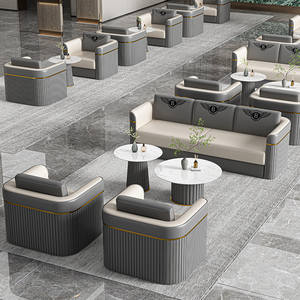 Ensemble <span class=keywords><strong>de</strong></span> canapés <span class=keywords><strong>de</strong></span> bureau en cuir <span class=keywords><strong>de</strong></span> luxe, design moderne et luxueux, usage commercial haut <span class=keywords><strong>de</strong></span> gamme, réception d'hôtel - Product Image 1