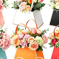 Boîtes en carton pour bouquets floraux, recyclables, pour arrangements de remise de diplômes, mariage, fête, sac cadeau portable pour fleurs avec poignée