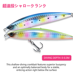 Señuelo <span class=keywords><strong>de</strong></span> superficie tipo Minnow <span class=keywords><strong>de</strong></span> 100 mm, <span class=keywords><strong>de</strong></span> lanzamiento largo y sumergible superficial, con sonajeros y acción irregular <span class=keywords><strong>para</strong></span> lubina y lucio, crankbait flotante <span class=keywords><strong>para</strong></span> corrientes. - Product Image 4