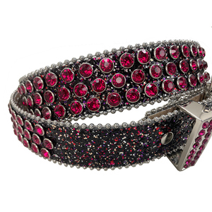 Cinturón Bb Simonaw <span class=keywords><strong>B</strong></span> <span class=keywords><strong>Simon</strong></span> Negro Brillante con Pedrería Morada, Color Personalizado Disponible - Product Image 3