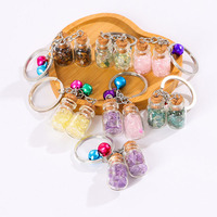 Porte-clés en verre naturel avec éclats de pierres de cristal, porte-clés en pierres précieuses, cristaux de guérison
