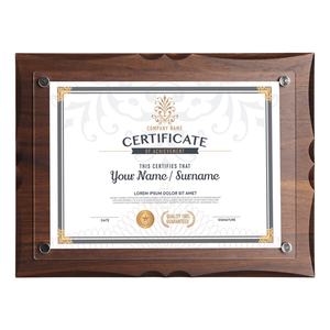 شهادة مستطيلة حديثة وإطار دبلوم مع قماش من الخشب الطبيعي تصميم أنيق عالي الطلب - Product Image 1
