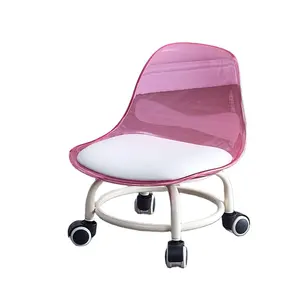 Simple moderno sala de estar plástico acrílico transparente Pu cuero cojín niños 360 grados silla móvil giratoria con ruedas - Product Image 1