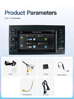 Sistema Multimedia para Automóvil con Pantalla Táctil de 7 Pulgadas y Linux, 2 DIN, con Cámara de Reversa, para Ford Mondeo, Focus, C-Max, Galaxy, S-Max, Fiesta, Radio y Video para Automóvil