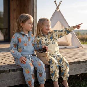 Ensemble de vêtements en polyester coupe-vent pour enfants, pull chaud à demi-fermeture éclair, pantalon de jogging, costume, cadeau de Noël, tenue pour bébé et tout-petit - Product Image 2