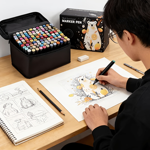 Marqueurs d'art permanents à double pointe à base d'alcool, 120 couleurs, pointes fines pour illustrations de livres, création de cartes, coffret cadeau pour adultes - Product Image 5