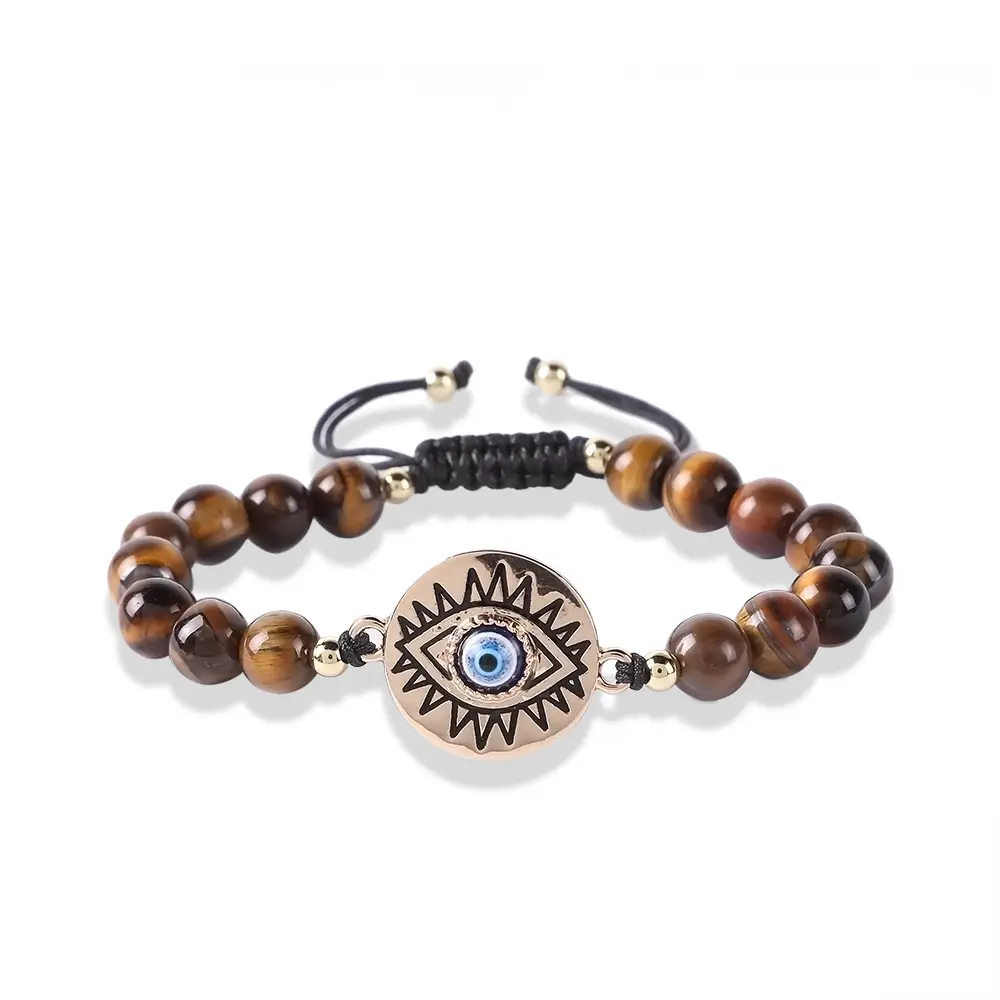 Risingmoon Tiger Eye Kralen Half Edelsteen Weven Blauwe Oog Armband