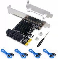 Tarjeta PCIe SATA de 4 Puertos, Adaptador Controlador SATA 3.0 de 6Gbps con 4 Cables y Soporte de Perfil Bajo para PC de Escritorio, Windows, Linux, Mac