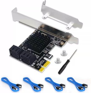 PCIe SATA Kartı 4 Bağlantı Noktalı 6 Gbps SATA 3.0 Denetleyici Adaptörü 4 Kablolar Masaüstü Bilgisayar için Alüminyum Alaşımlı Düşük Profil Braketi Stok - Product Image 1