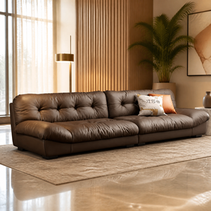 Canapé italien minimaliste en cuir véritable Cloud, canapé sectionnel 3 places, canapé-lit, écologique, petit appartement, salon moderne - Product Image 4