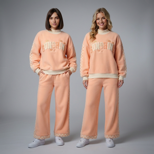 Top Trending Custom <b>Fleece</b> Varsity Tracksuit 2Piece <b>Women</b> Oversize Letter C Embroidered <b>Jogger</b> Sets Autumn Winter Wear Tracksuit - Product Image 1